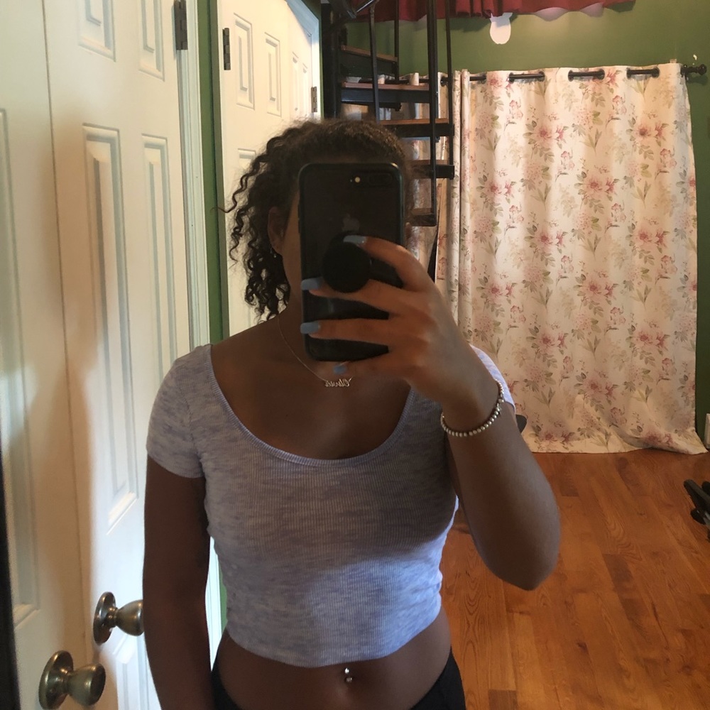 Purple cropped t-shirt from PacSun